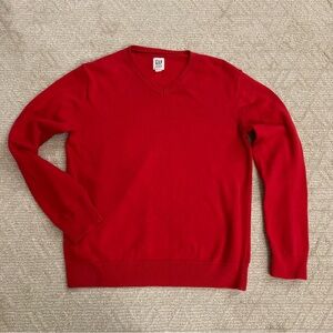 GAP kids boys XL Bright Red V-Neck Sweater Christmas preppy festive 100%cotton